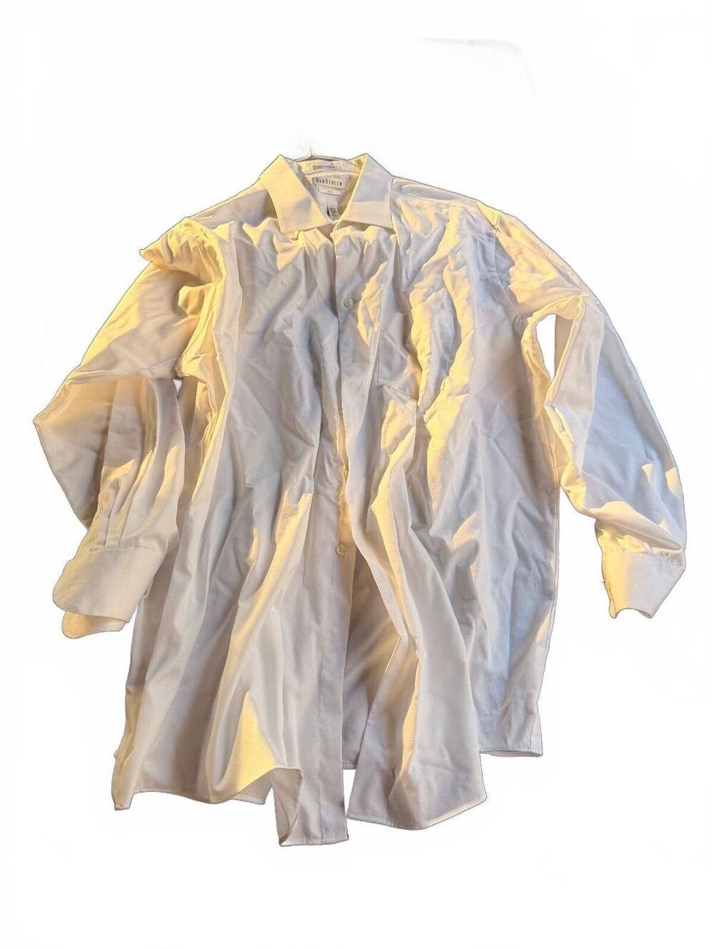 Van Heusen Men's White Lux Sateen Dress Shirt Size Big - Formal Business Wear
